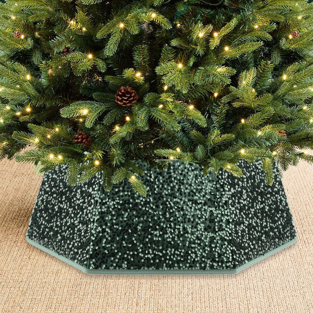 Green Hexagonal Sequin Christmas Tree Skirt