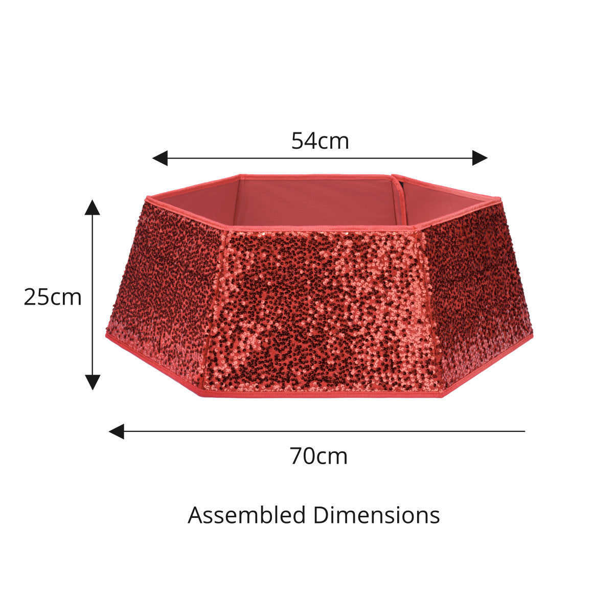 Red Hexagonal Sequin Christmas Tree Skirt