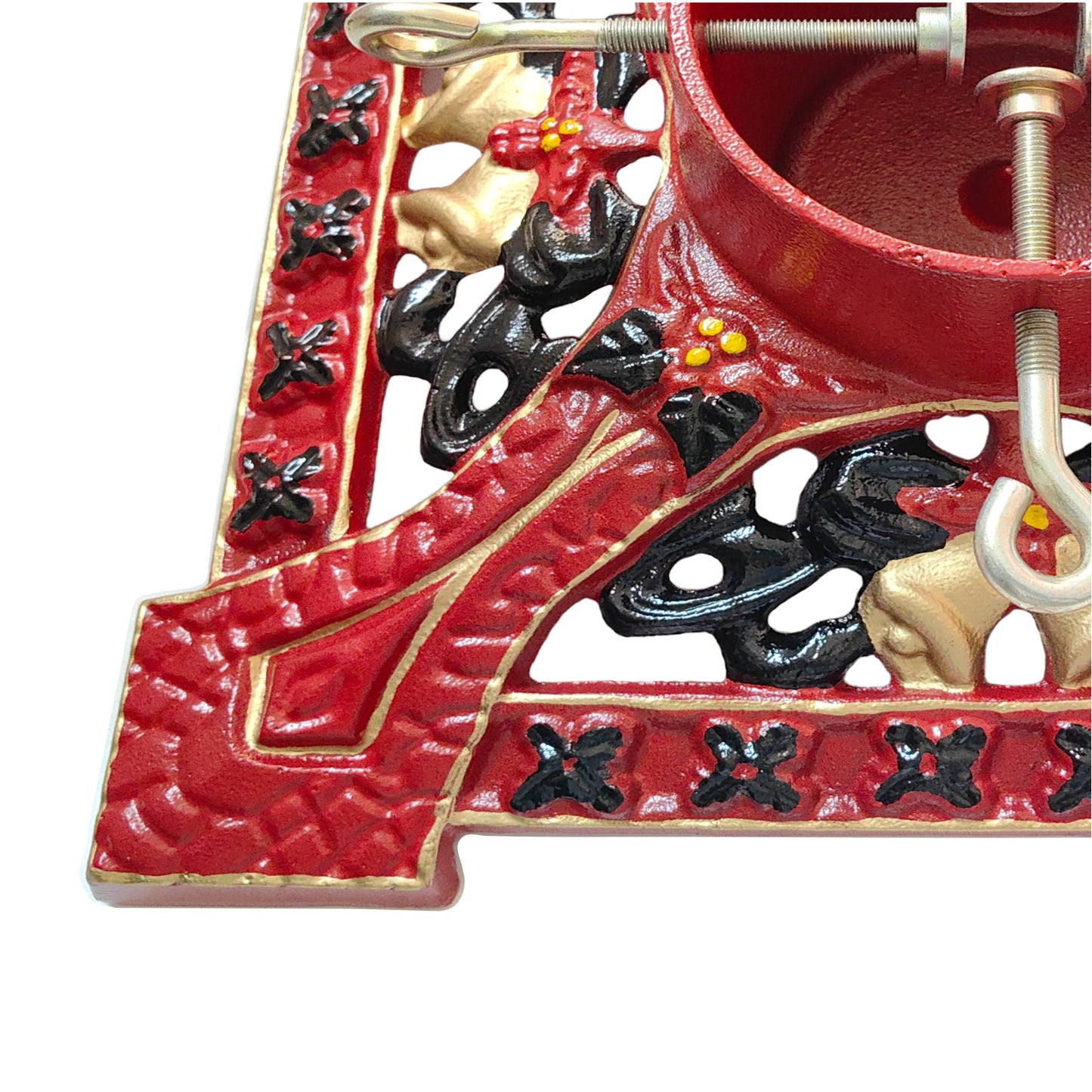 Cast Iron 16" Victorian Decorative Red Christmas Tree Stand