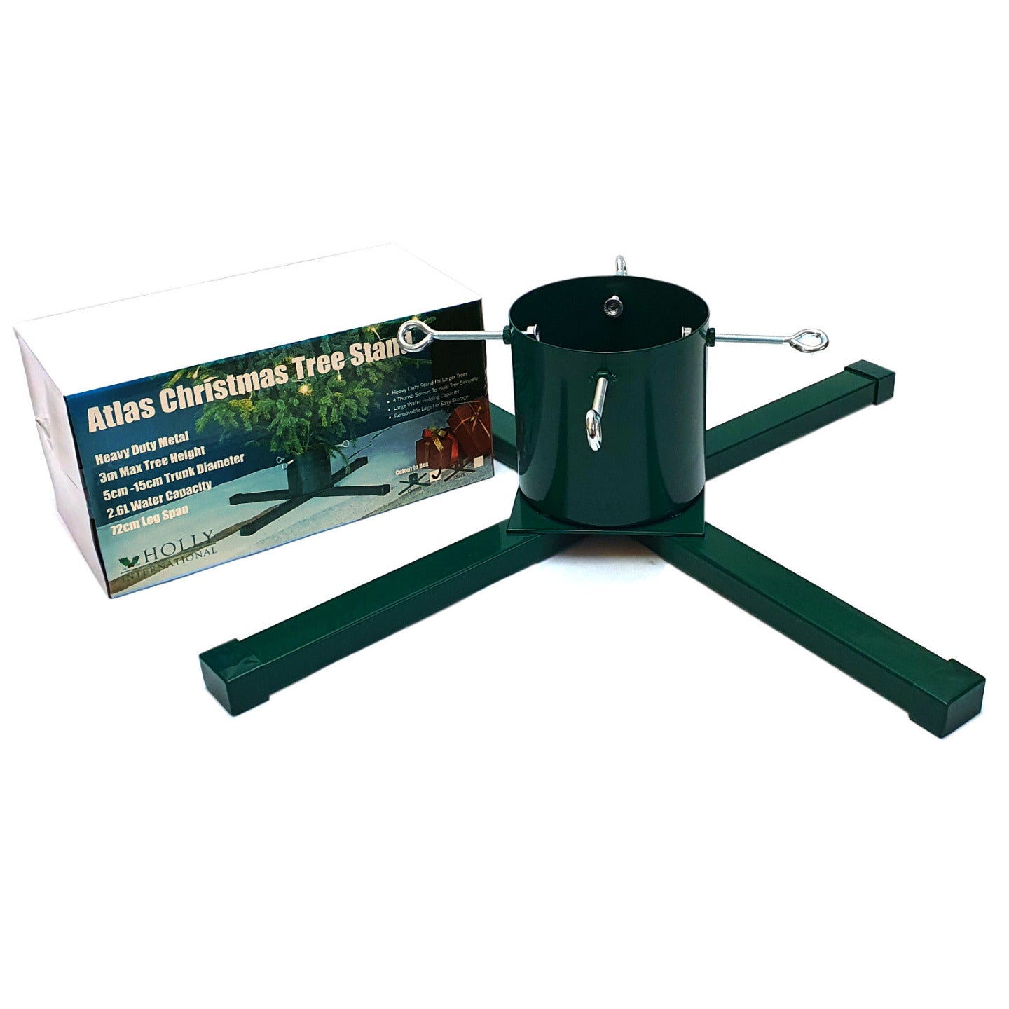 Atlas Heavy Duty Metal Christmas Tree Stand - Green