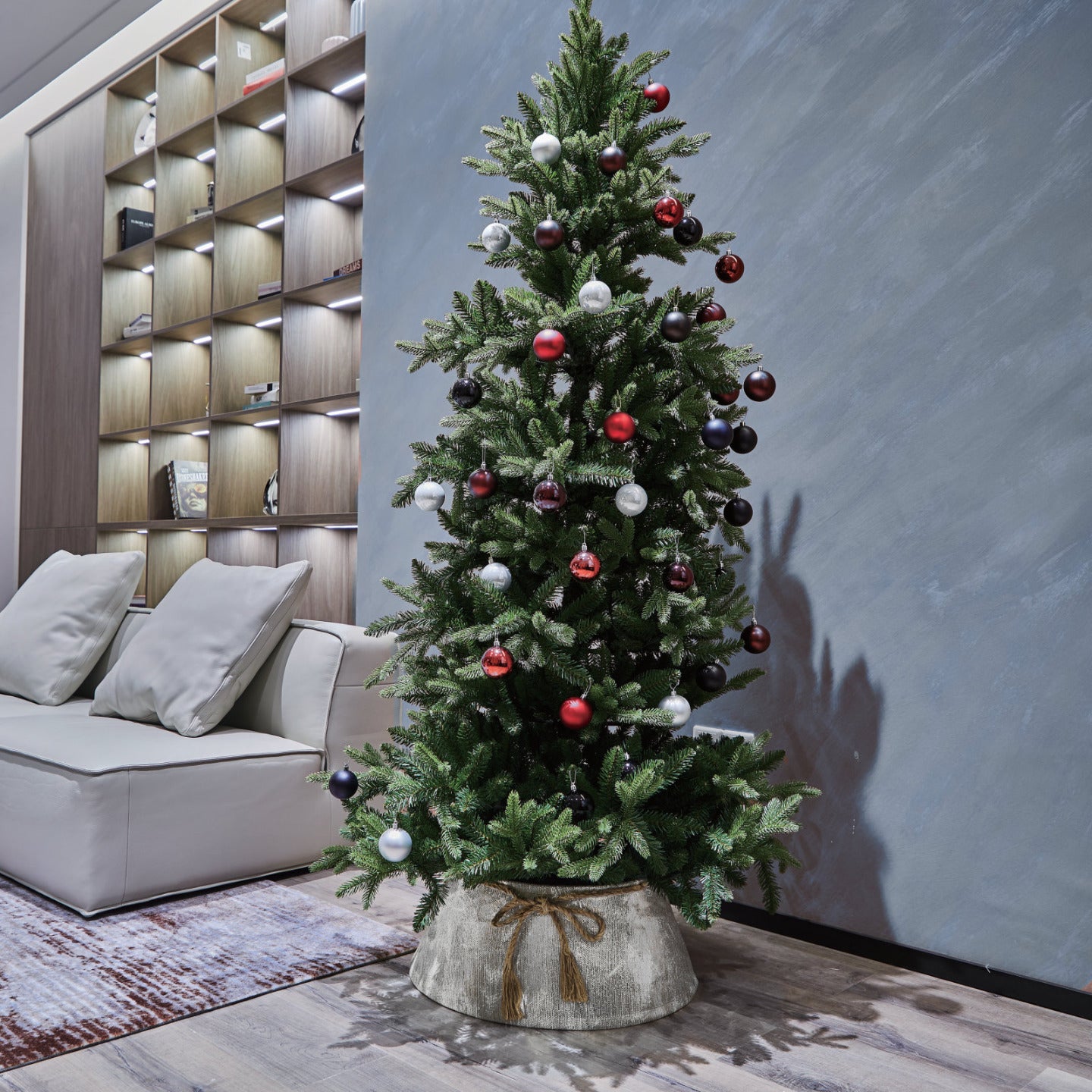 Silver Glitter Christmas Tree Skirt