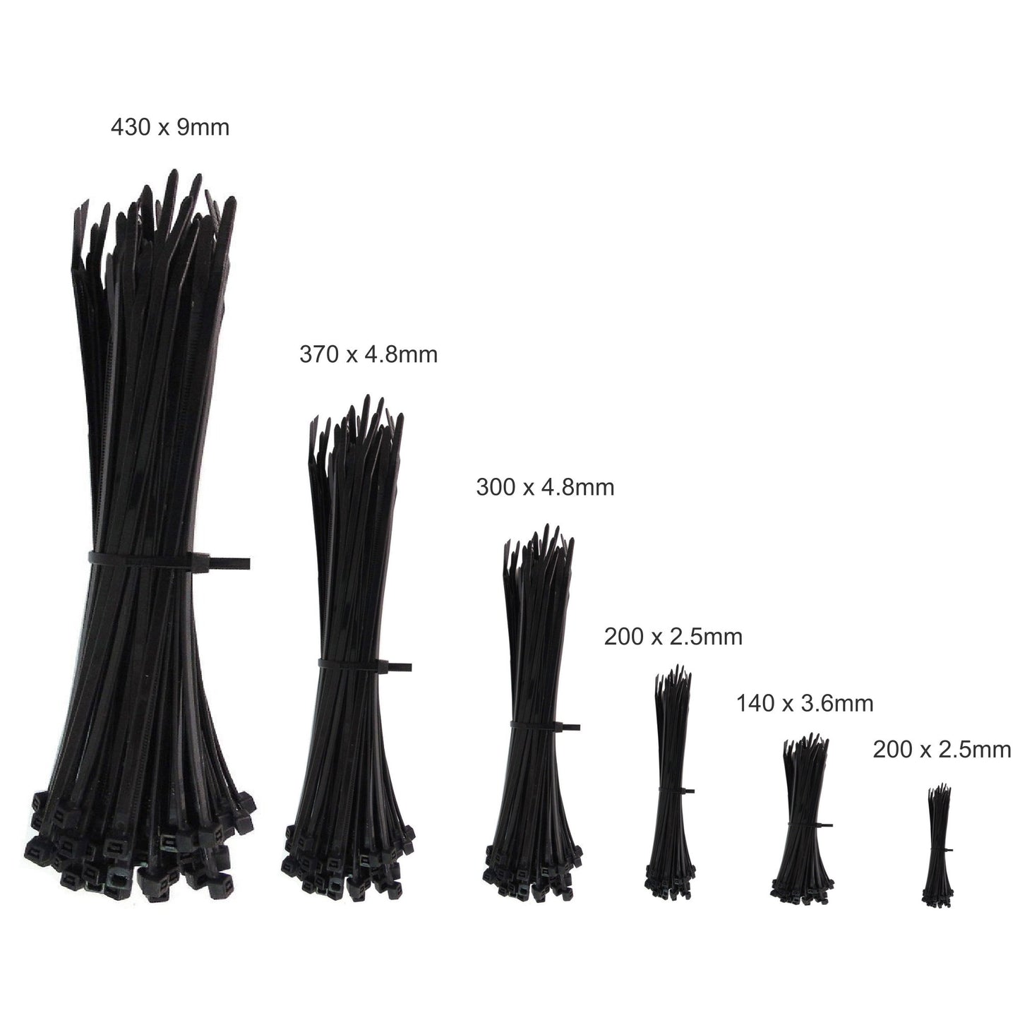 Black Cable Ties In Various Sizes