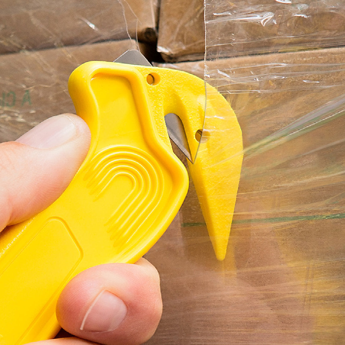 Yellow Safety Box Cutter with Fixed Steel Blade