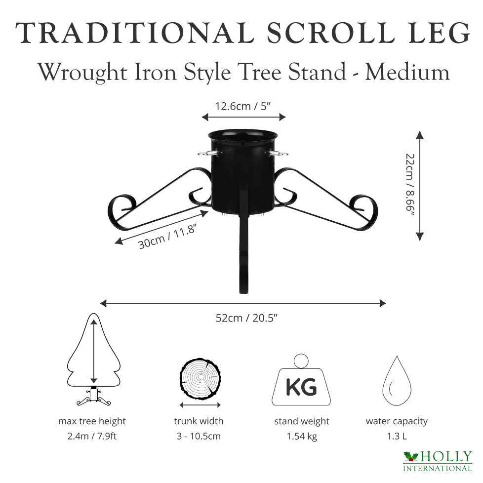 Traditional Scroll Leg Metal Christmas Tree Stand - Medium