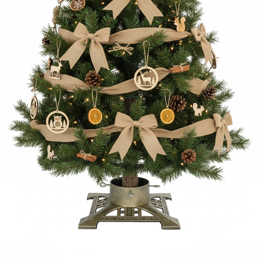 Cast Iron Christmas Tree Stand - 14" Gold Lattice