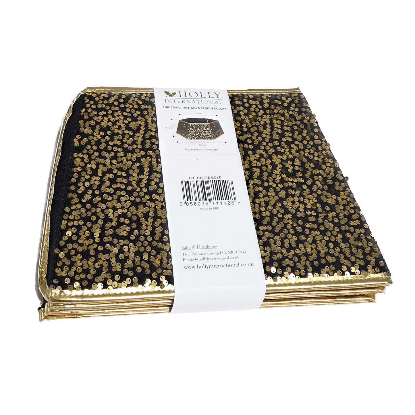 Hexagonal Gold Sequin Christmas Tree Collar Skirt