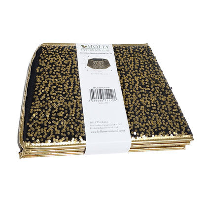 Hexagonal Gold Sequin Christmas Tree Collar Skirt