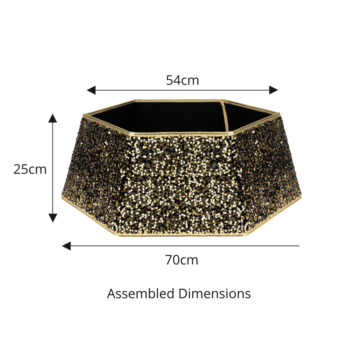 Hexagonal Gold Sequin Christmas Tree Collar Skirt