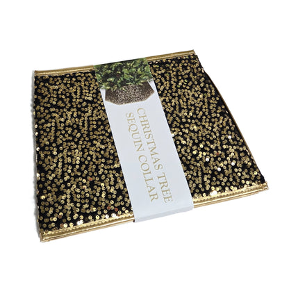 Hexagonal Gold Sequin Christmas Tree Collar Skirt