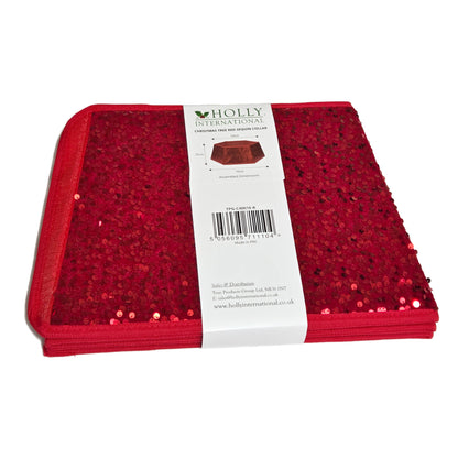 Red Hexagonal Sequin Christmas Tree Skirt
