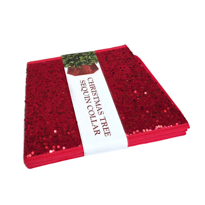 Red Hexagonal Sequin Christmas Tree Skirt