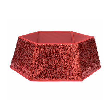 Red Hexagonal Sequin Christmas Tree Skirt
