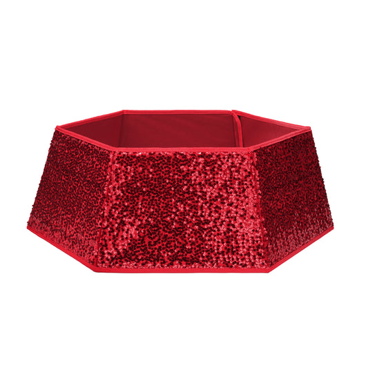 Red Hexagonal Sequin Christmas Tree Skirt