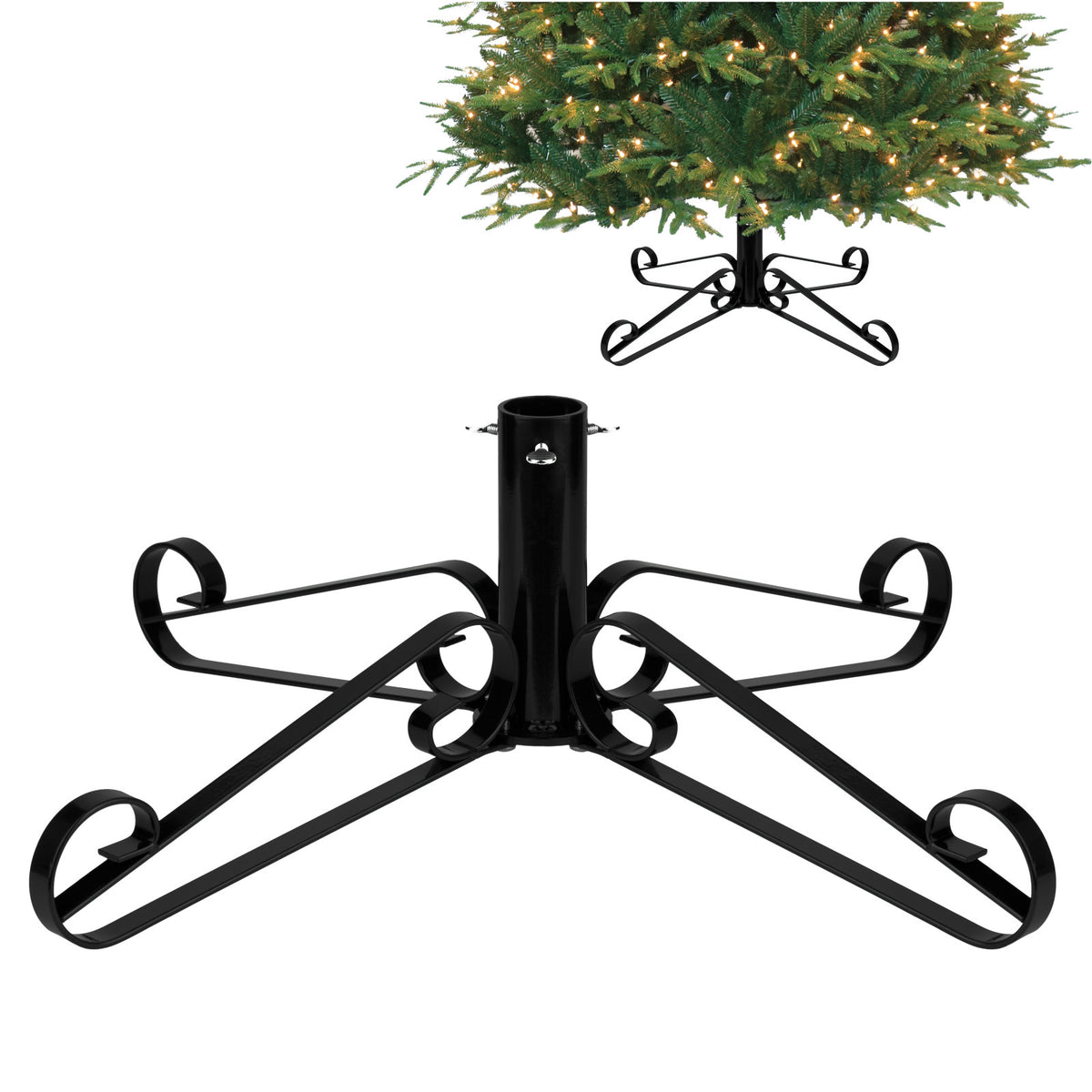 Artificial Christmas Tree Stand Metal Scroll Leg - Black
