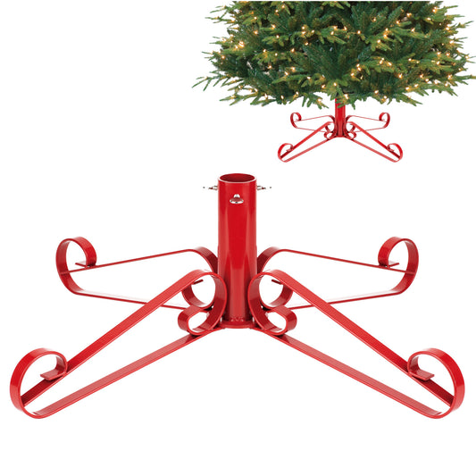 Artificial Christmas Tree Stand Metal Scroll Leg - Red