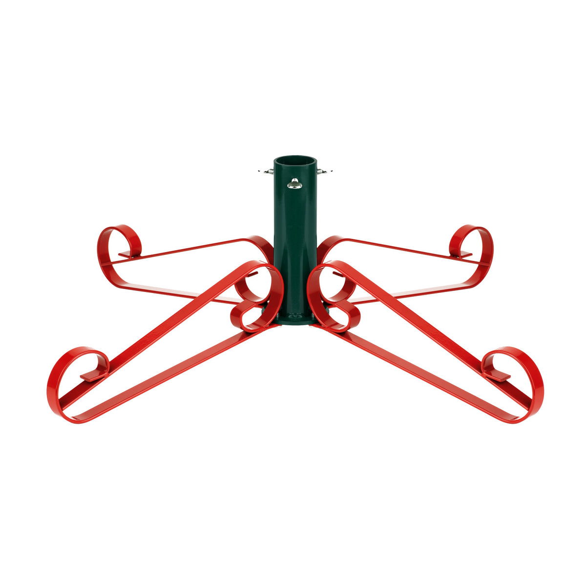 Artificial Christmas Tree Stand Metal Scroll Leg  - Red & Green