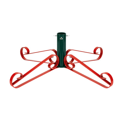 Artificial Christmas Tree Stand Metal Scroll Leg  - Red & Green